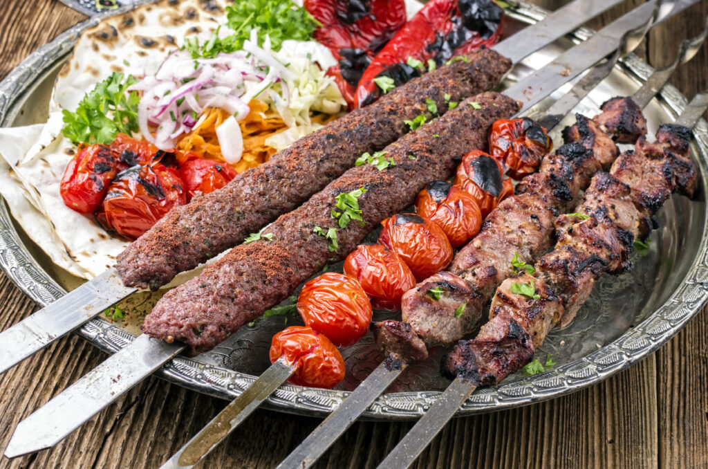 Traditional Middle Eastern kebab skewers